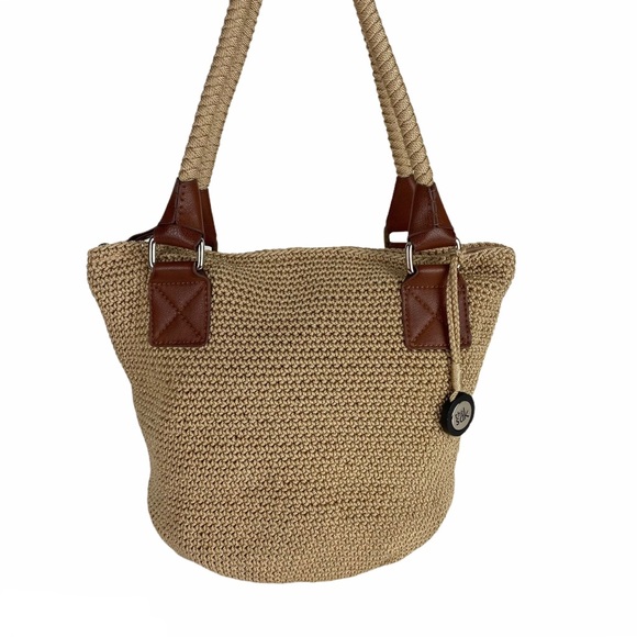 The Sak Handbags - The Sak Satchel Bucket Bag Tan Crocheted Knit Hobo Boho Brown